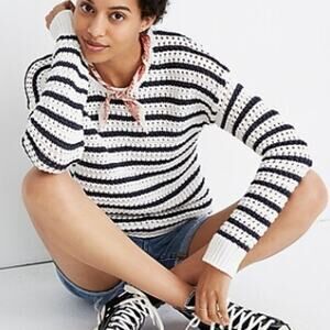 Madewell SZ S Striped Open-Stitch Austen Pullover Sweater $79.50